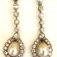 Art Deco white Metal Diamond and Pearl Drop Earrings. Hammer price:  £4,900