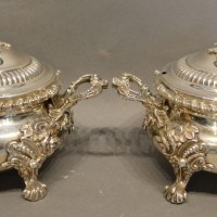 A Pair of George III Silver Covered Tureens, each with a foliate mount Hammer £320