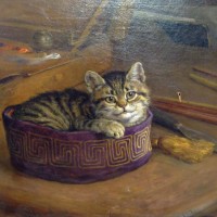 Frank Paton  Study of a Cat Within An Artist’s Hat, oil on canvas. Hammer: £5000 
